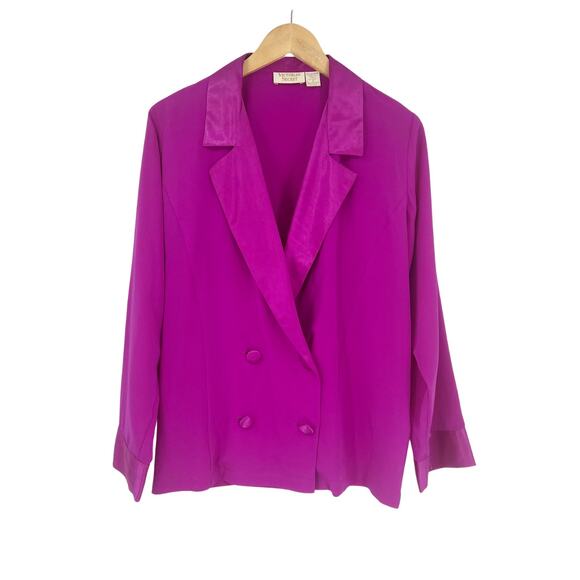 90s Vintage Victoria's Secret Gold Label Fuchsia Blazer Style Top Small - Picture 1 of 4